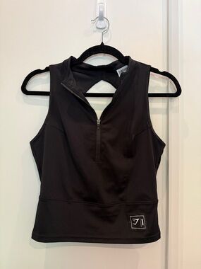 Gymshark Black Sleeveless Zip-Up Performance Tank